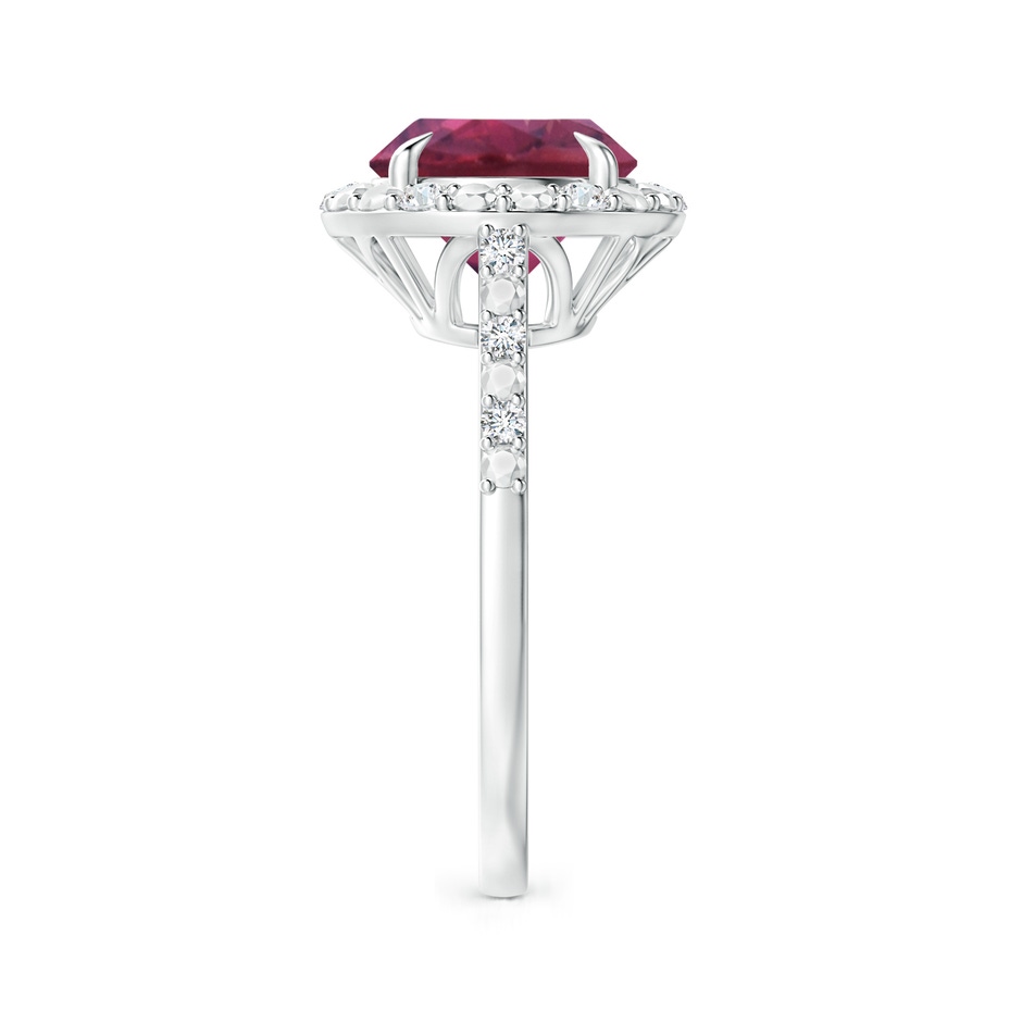 9mm AAAA Round Pink Tourmaline Engagement Ring with Diamond Halo in P950 Platinum side 2