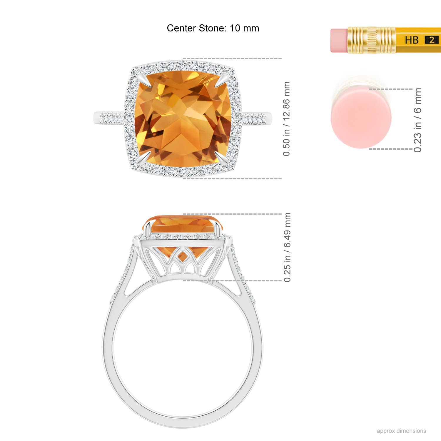 AA - Citrine / 3.74 CT / 14 KT White Gold