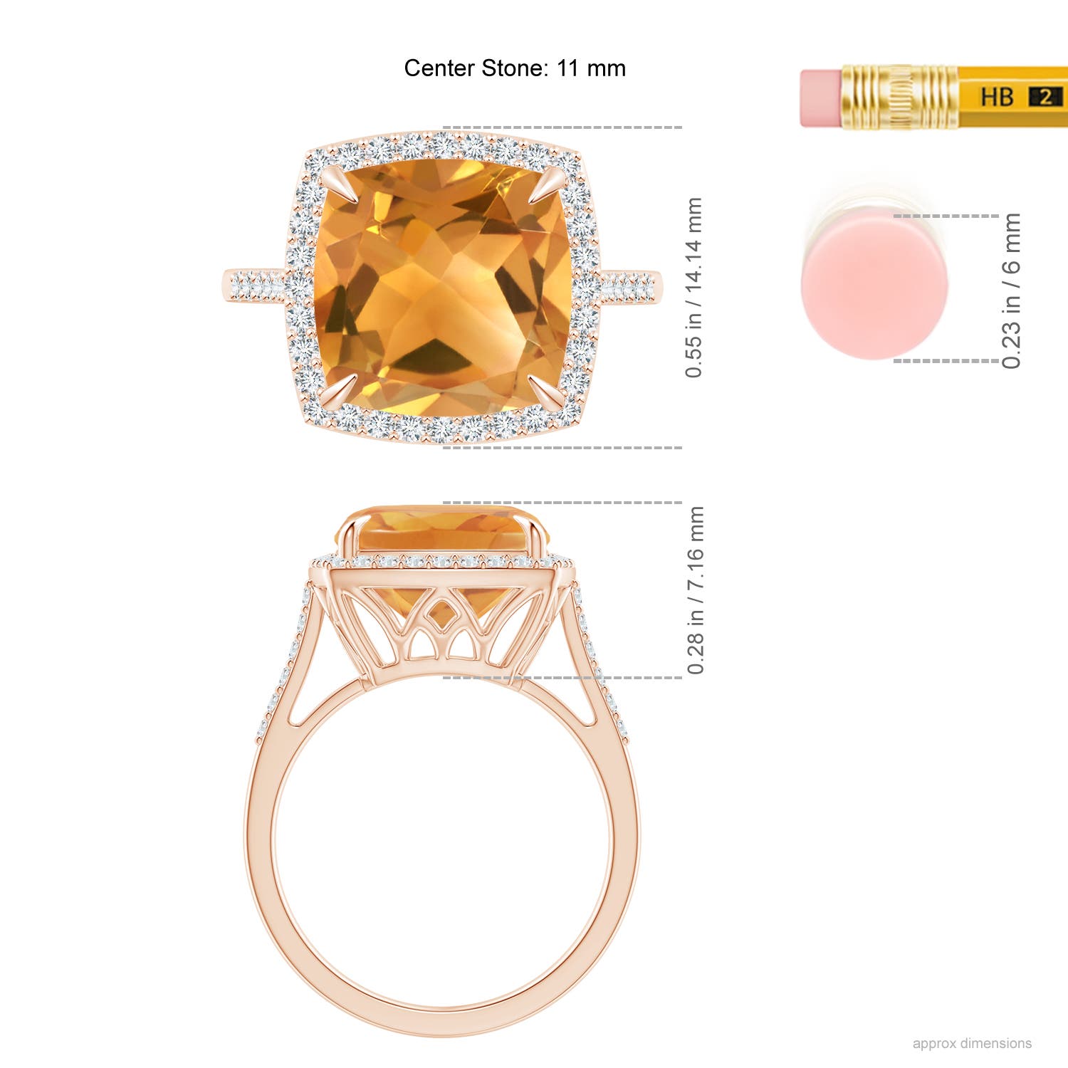 A - Citrine / 4.98 CT / 14 KT Rose Gold