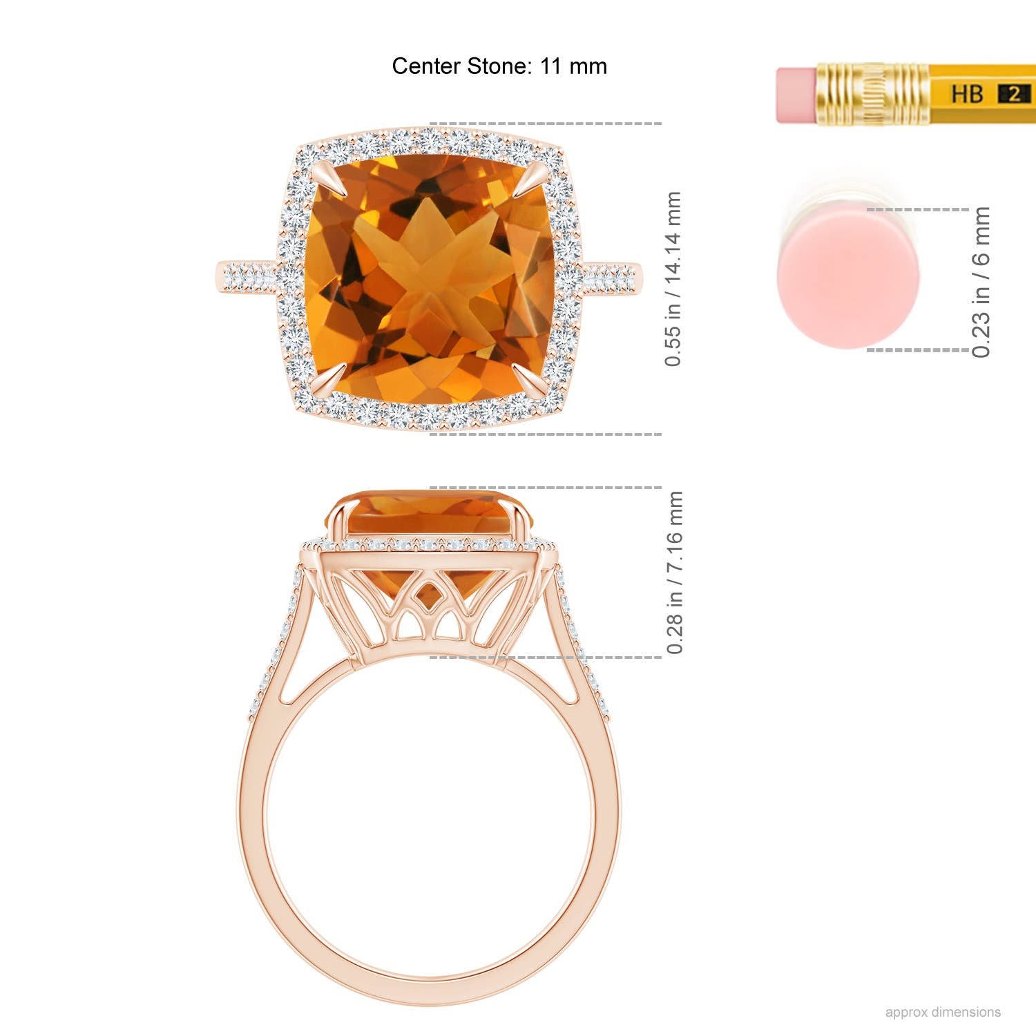 AAA - Citrine / 4.98 CT / 14 KT Rose Gold