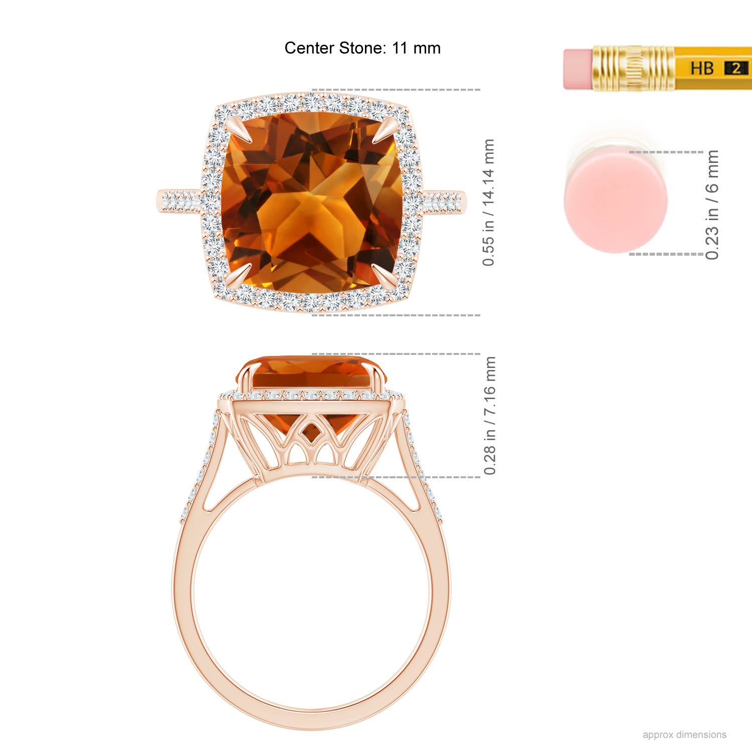 AAAA - Citrine / 4.98 CT / 14 KT Rose Gold