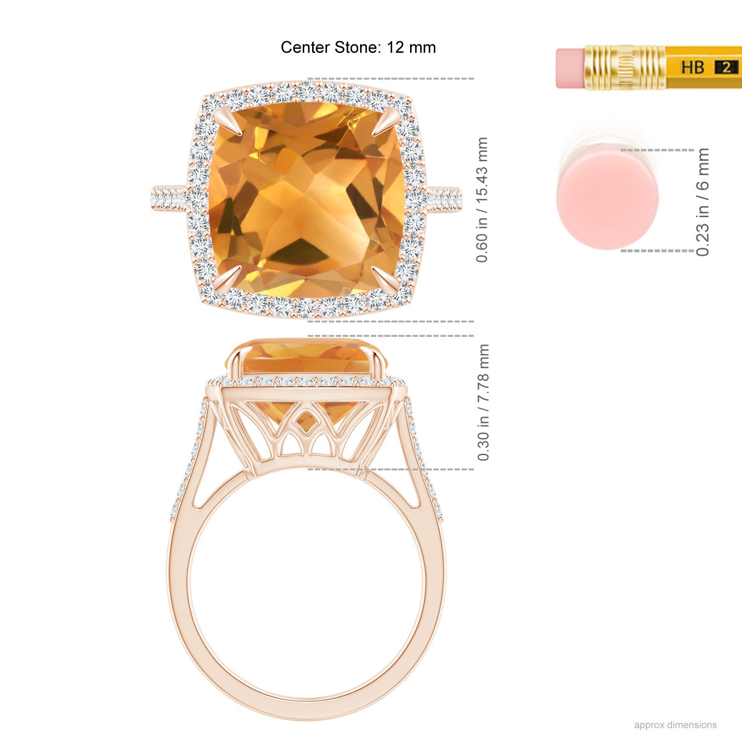 A - Citrine / 6.46 CT / 14 KT Rose Gold