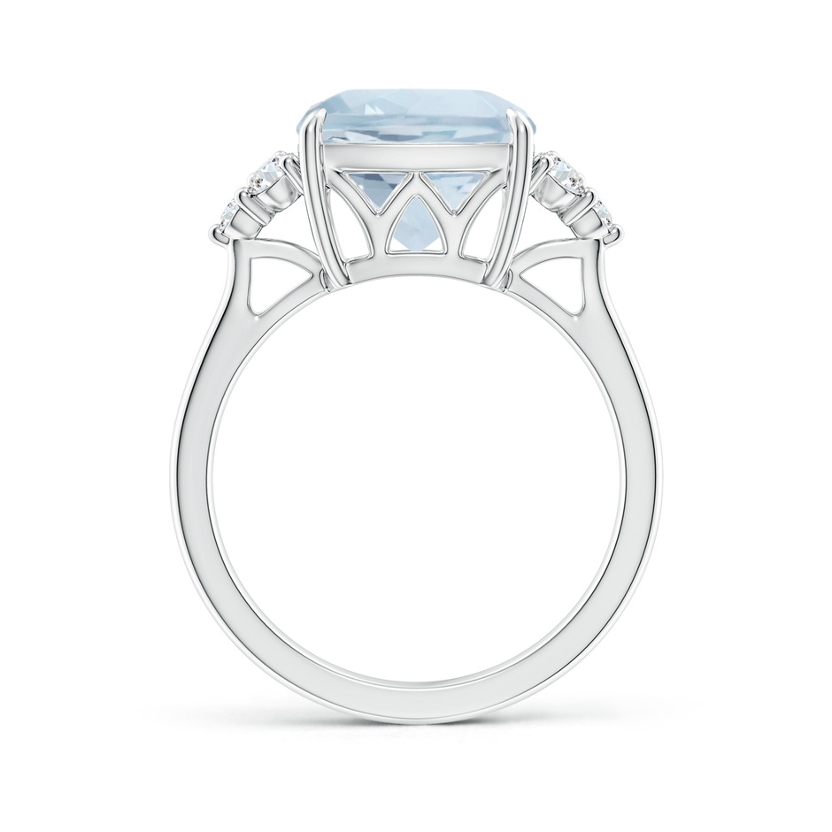 10mm A Cushion Aquamarine Engagement Ring with Trio Diamonds in 9K White Gold product image