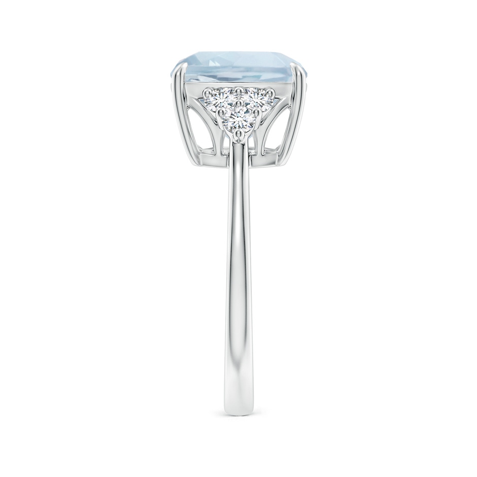 10mm A Cushion Aquamarine Engagement Ring with Trio Diamonds in 9K White Gold product image