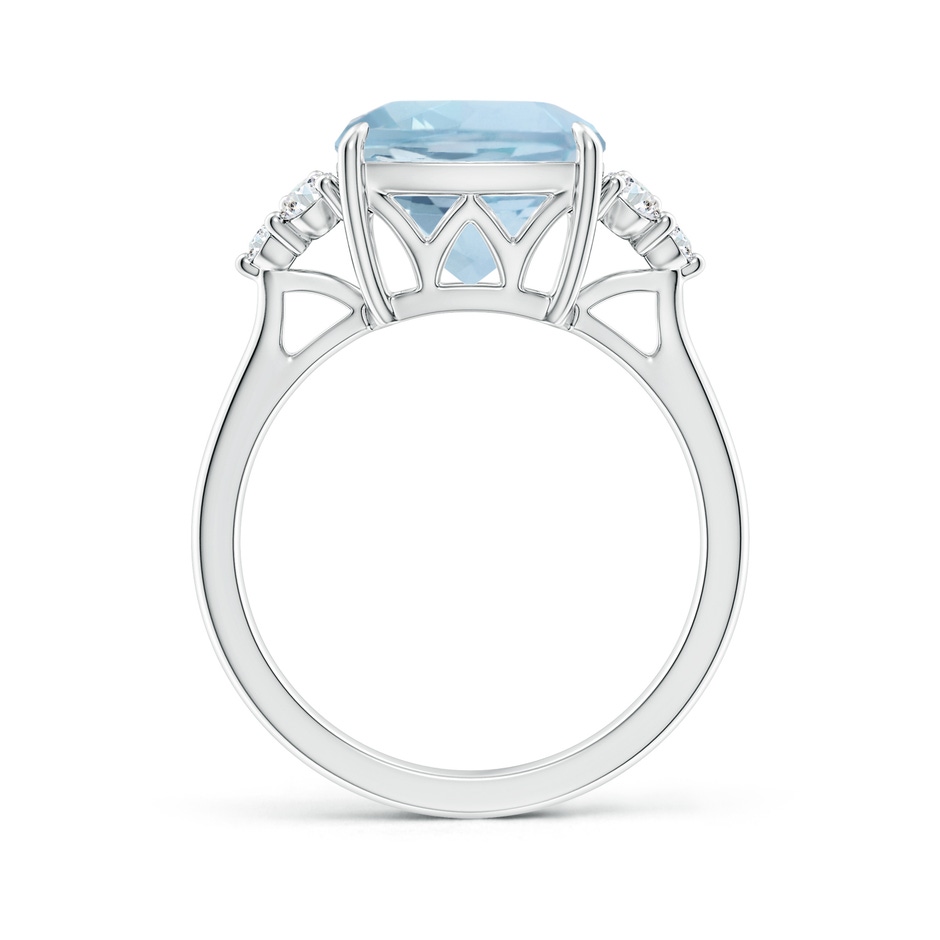10mm AA Cushion Aquamarine Engagement Ring with Trio Diamonds in 9K White Gold product image