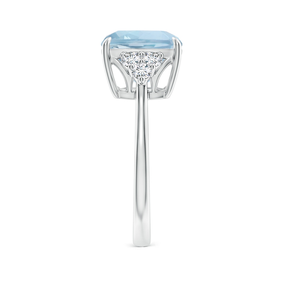 10mm AA Cushion Aquamarine Engagement Ring with Trio Diamonds in 9K White Gold product image