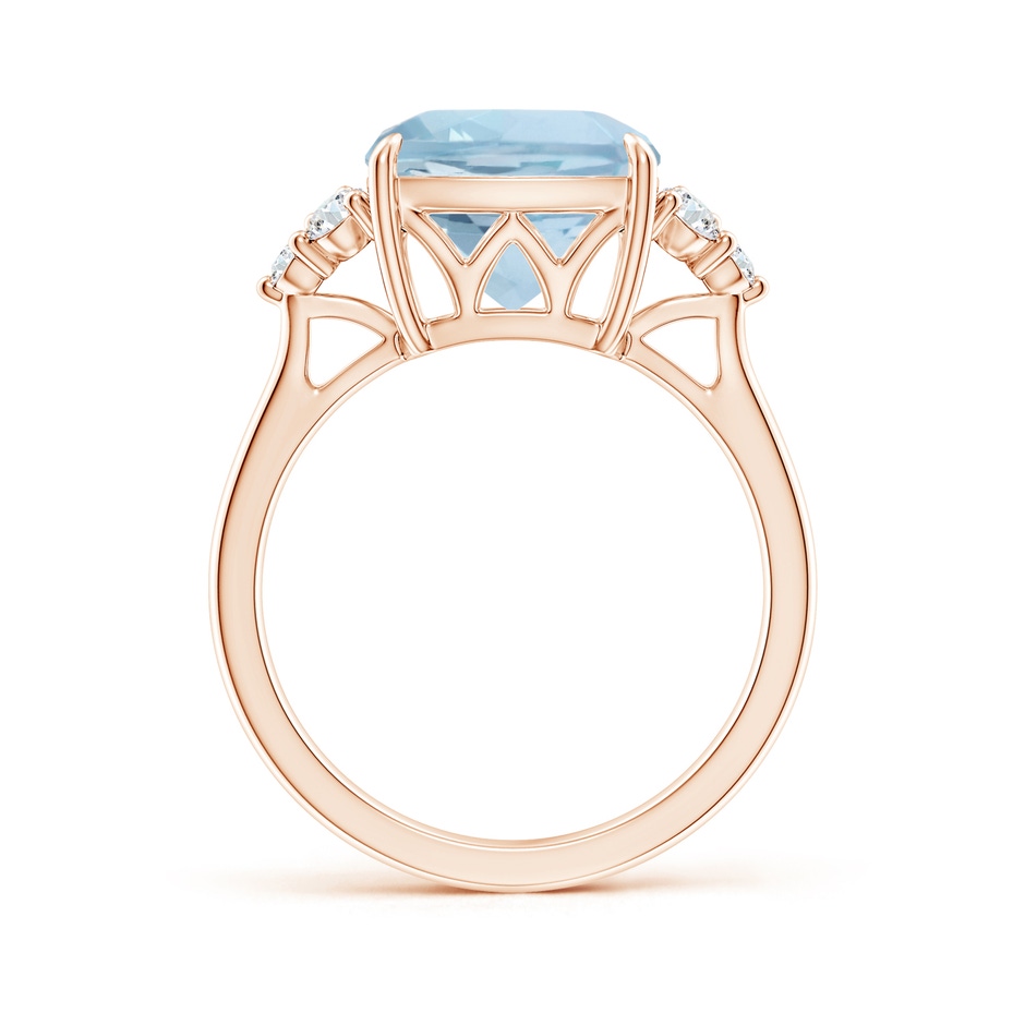 10mm AA Cushion Aquamarine Engagement Ring with Trio Diamonds in Rose Gold side-1