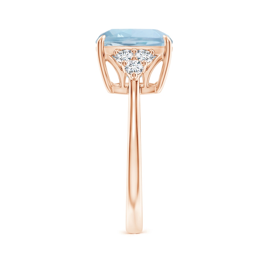 10mm AA Cushion Aquamarine Engagement Ring with Trio Diamonds in Rose Gold side-2
