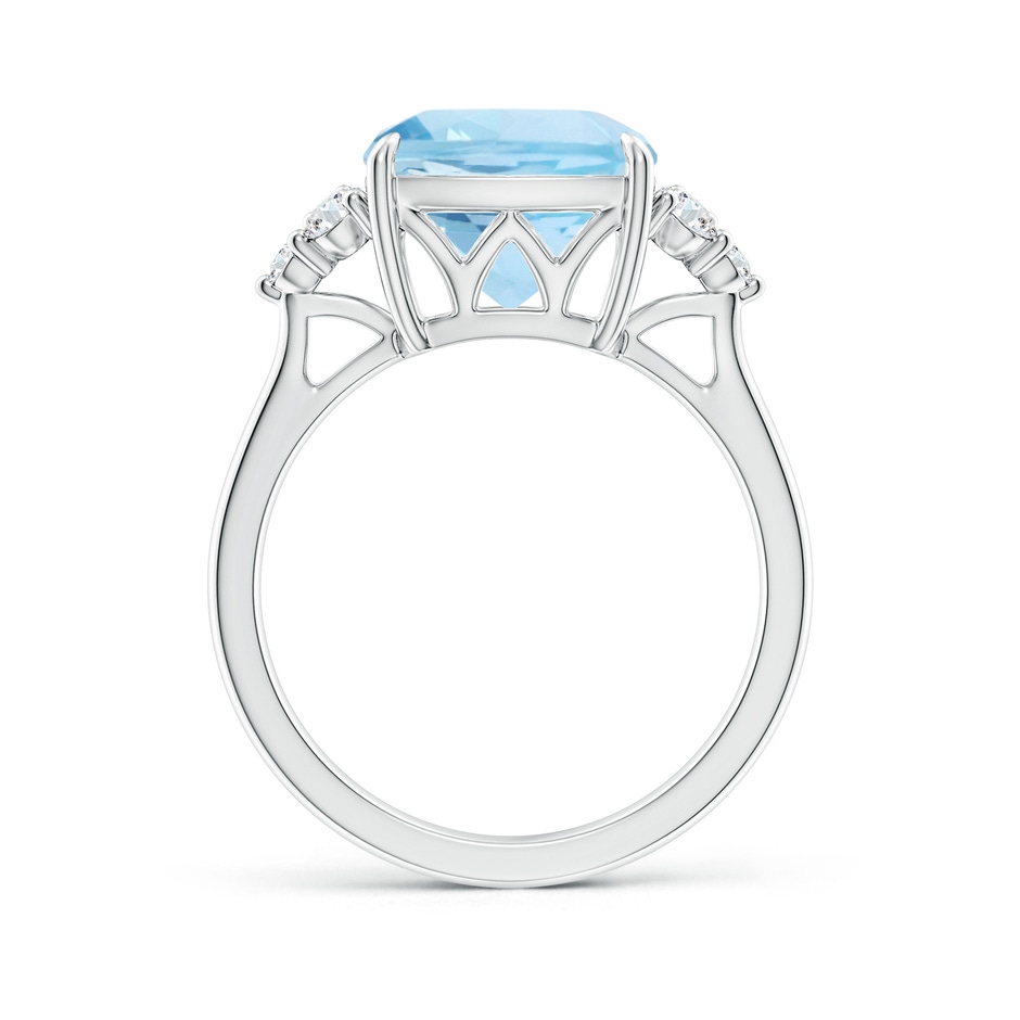 10mm AAA Cushion Aquamarine Engagement Ring with Trio Diamonds in P950 Platinum side-1