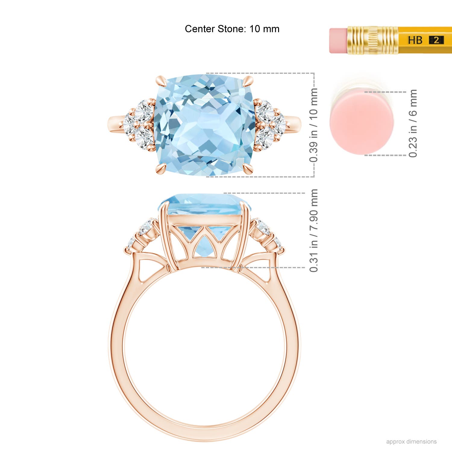 AAA - Aquamarine / 3.85 CT / 14 KT Rose Gold