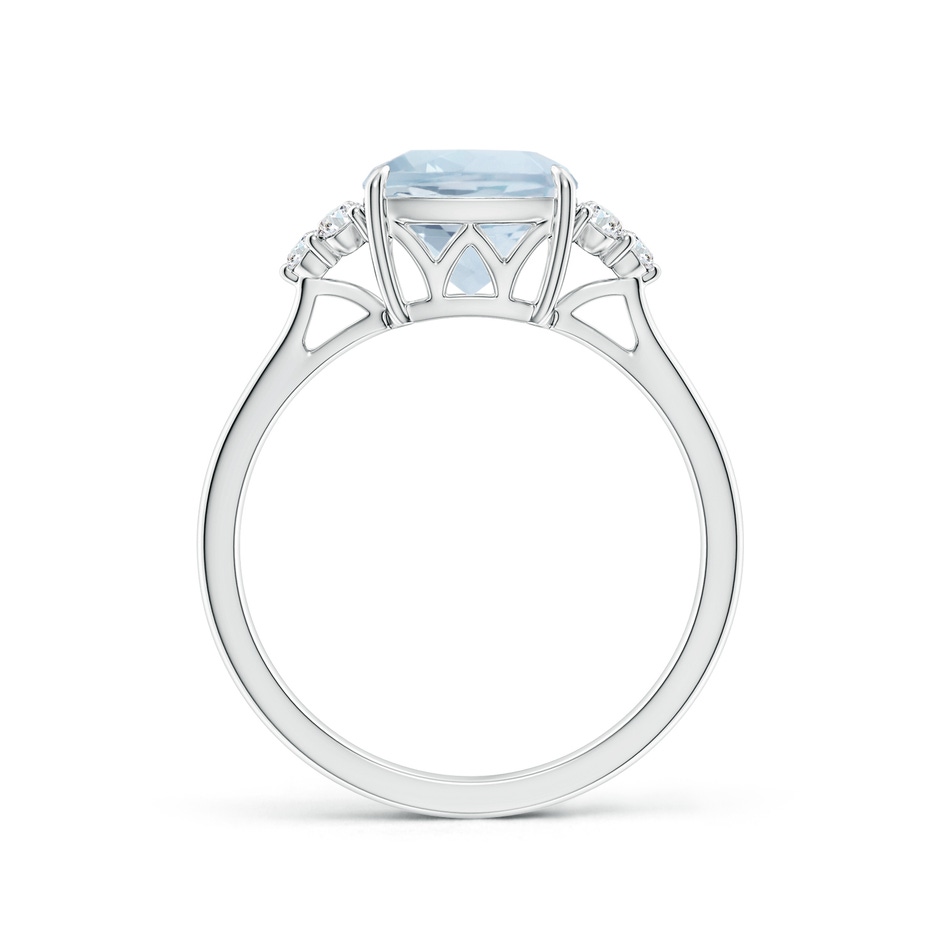 8mm A Cushion Aquamarine Engagement Ring with Trio Diamonds in P950 Platinum side-1