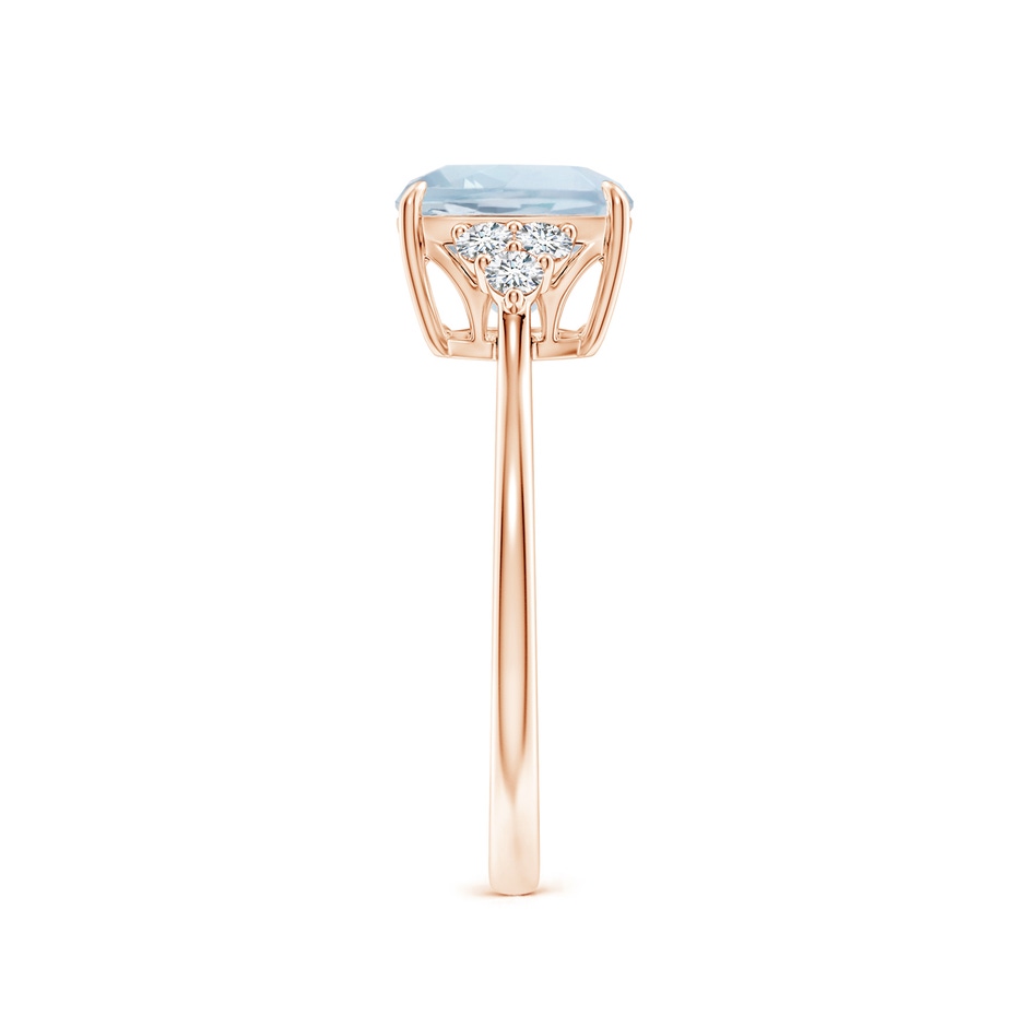 8mm A Cushion Aquamarine Engagement Ring with Trio Diamonds in Rose Gold side-2