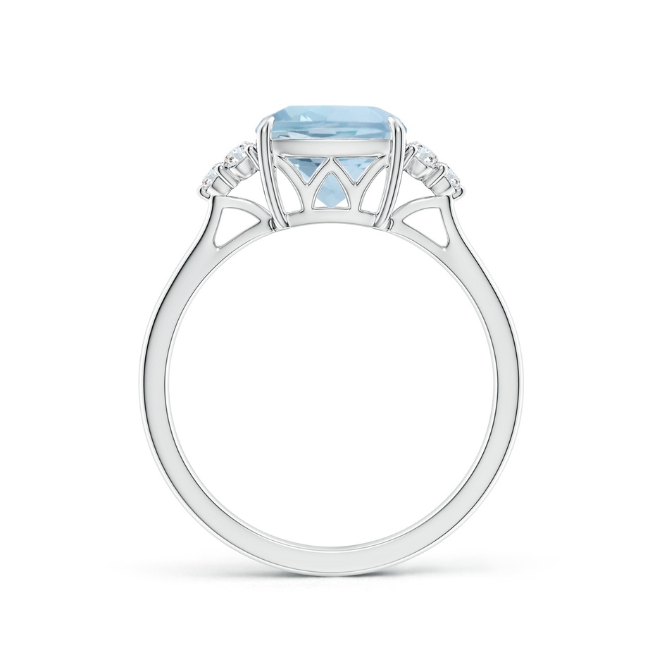 8mm AA Cushion Aquamarine Engagement Ring with Trio Diamonds in P950 Platinum side-1