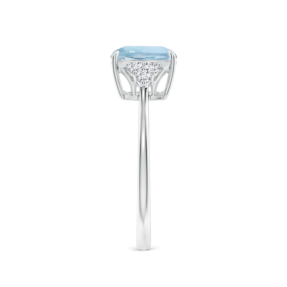 8mm AA Cushion Aquamarine Engagement Ring with Trio Diamonds in P950 Platinum side-2