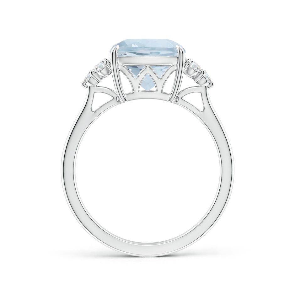 9mm A Cushion Aquamarine Engagement Ring with Trio Diamonds in P950 Platinum side-1