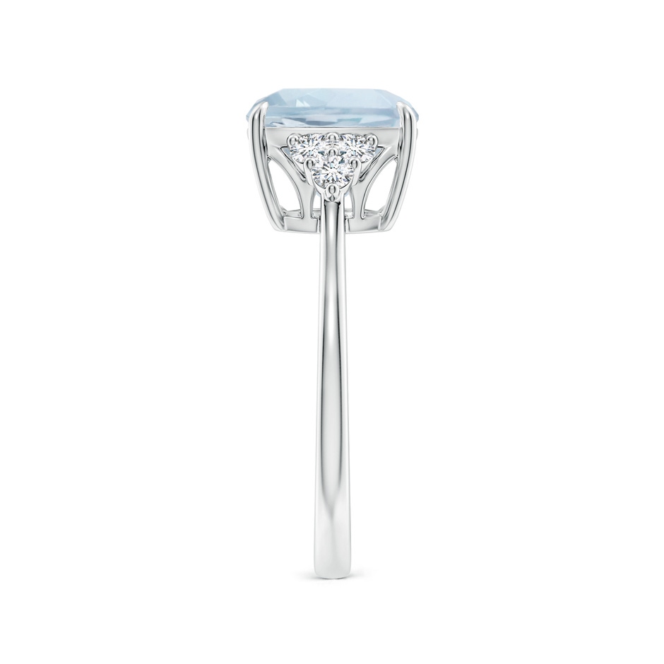 9mm A Cushion Aquamarine Engagement Ring with Trio Diamonds in P950 Platinum side-2