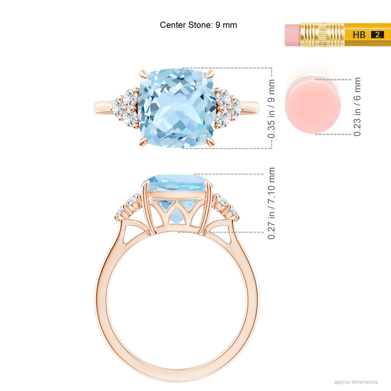 AAA - Aquamarine / 2.96 CT / 14 KT Rose Gold