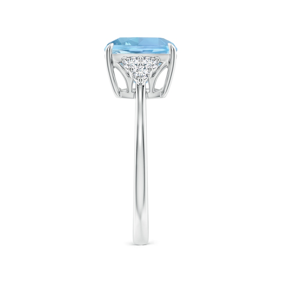 9mm AAAA Cushion Aquamarine Engagement Ring with Trio Diamonds in P950 Platinum side-2