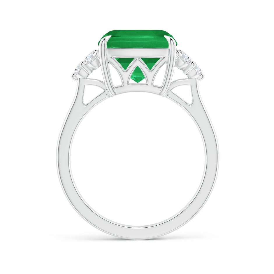 10mm A Cushion Emerald Engagement Ring with Trio Diamonds in P950 Platinum side 199