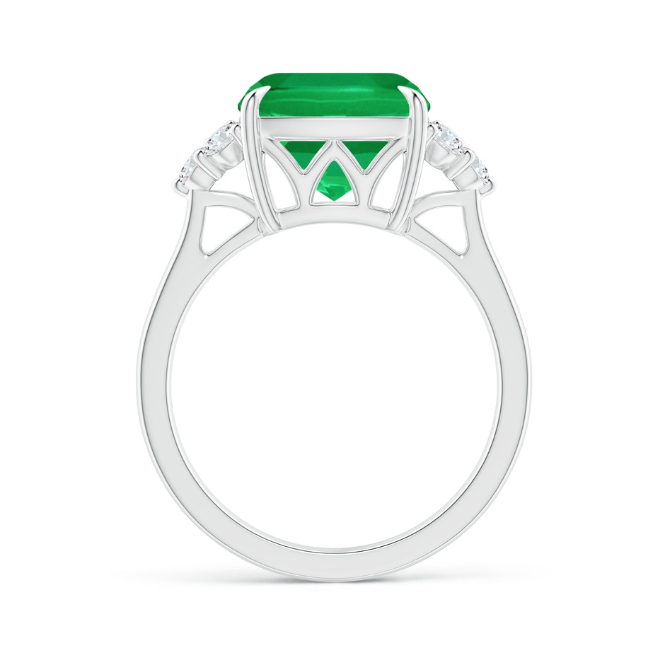 10mm AA Cushion Emerald Engagement Ring with Trio Diamonds in P950 Platinum side 199