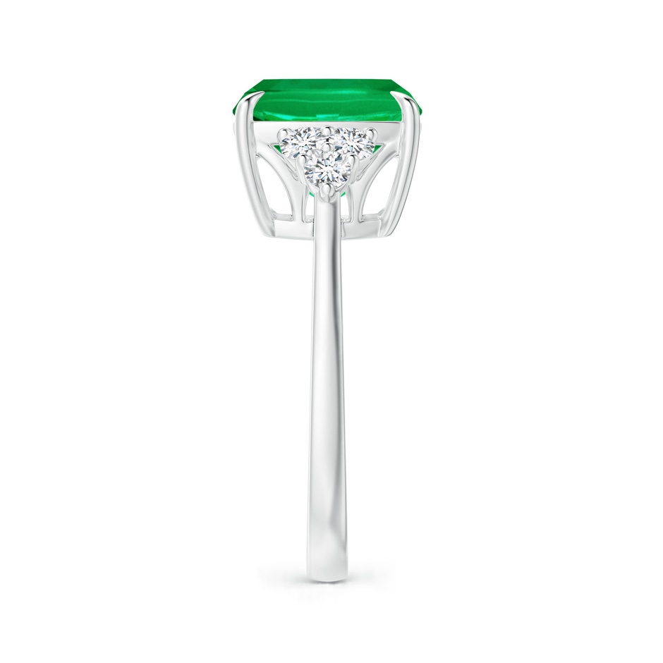 10mm AAA Cushion Emerald Engagement Ring with Trio Diamonds in P950 Platinum side 299