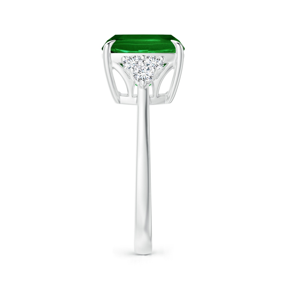 10mm AAAA Cushion Emerald Engagement Ring with Trio Diamonds in P950 Platinum side 299