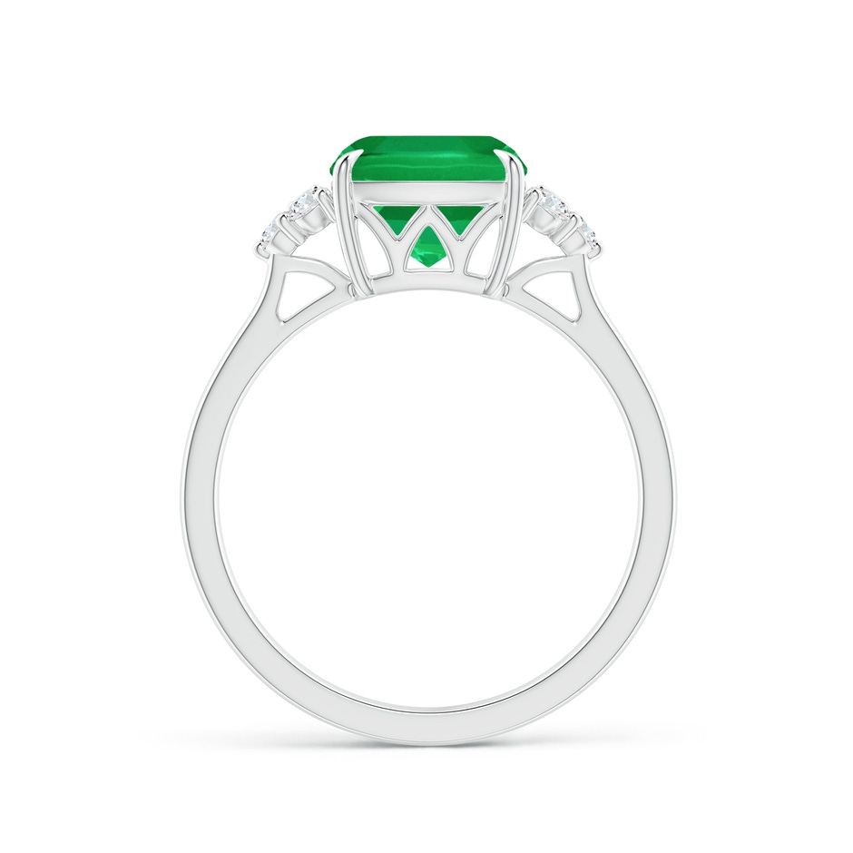 8mm AA Cushion Emerald Engagement Ring with Trio Diamonds in White Gold side 199