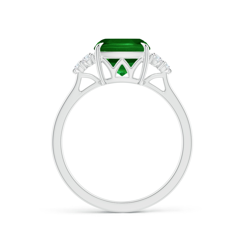 8mm AAAA Cushion Emerald Engagement Ring with Trio Diamonds in P950 Platinum side 199