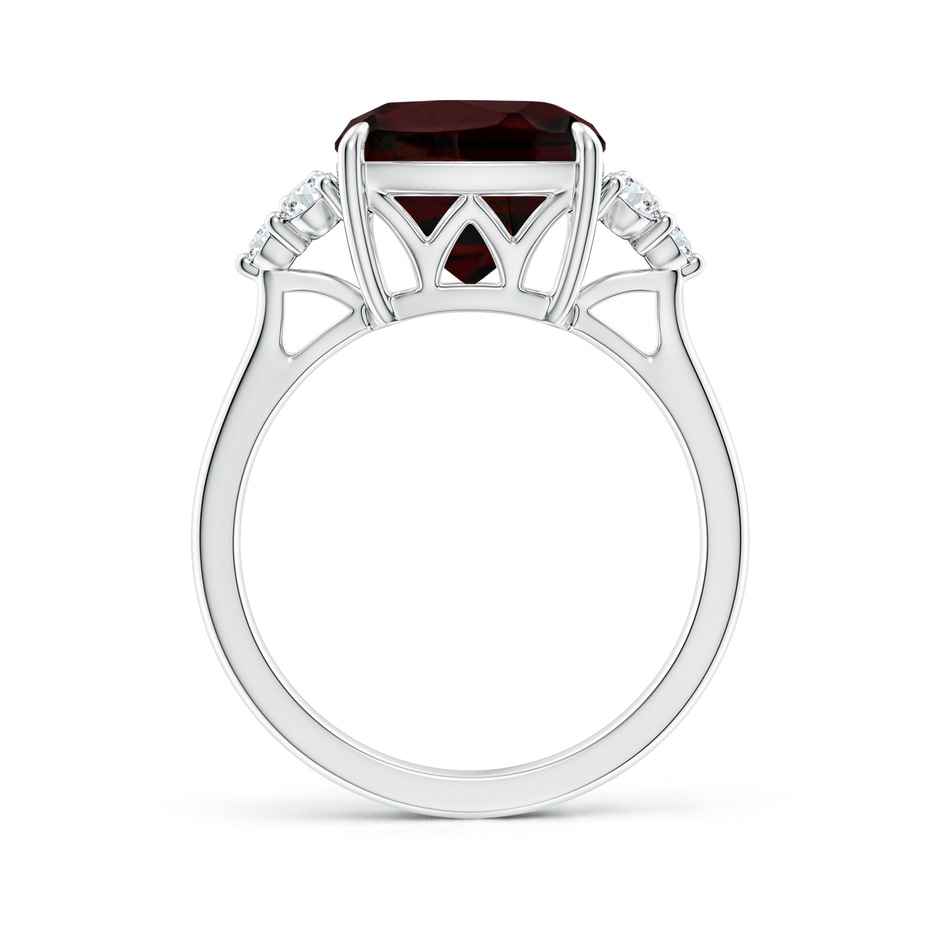 10mm A Cushion Garnet Engagement Ring with Trio Diamonds in P950 Platinum side-1