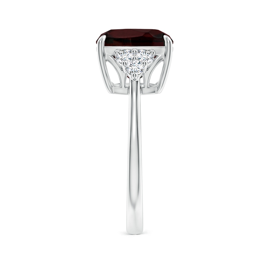 10mm A Cushion Garnet Engagement Ring with Trio Diamonds in P950 Platinum side-2