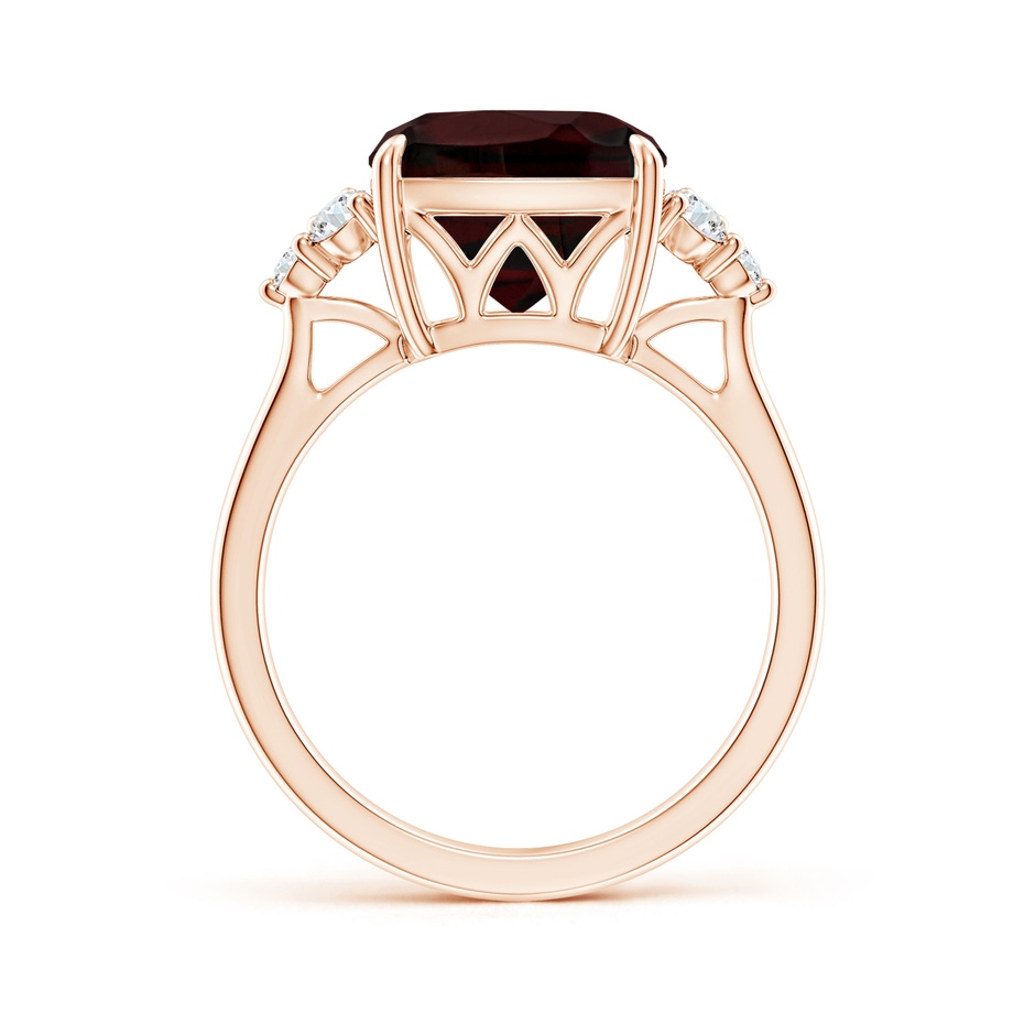 10mm A Cushion Garnet Engagement Ring with Trio Diamonds in Rose Gold side-1