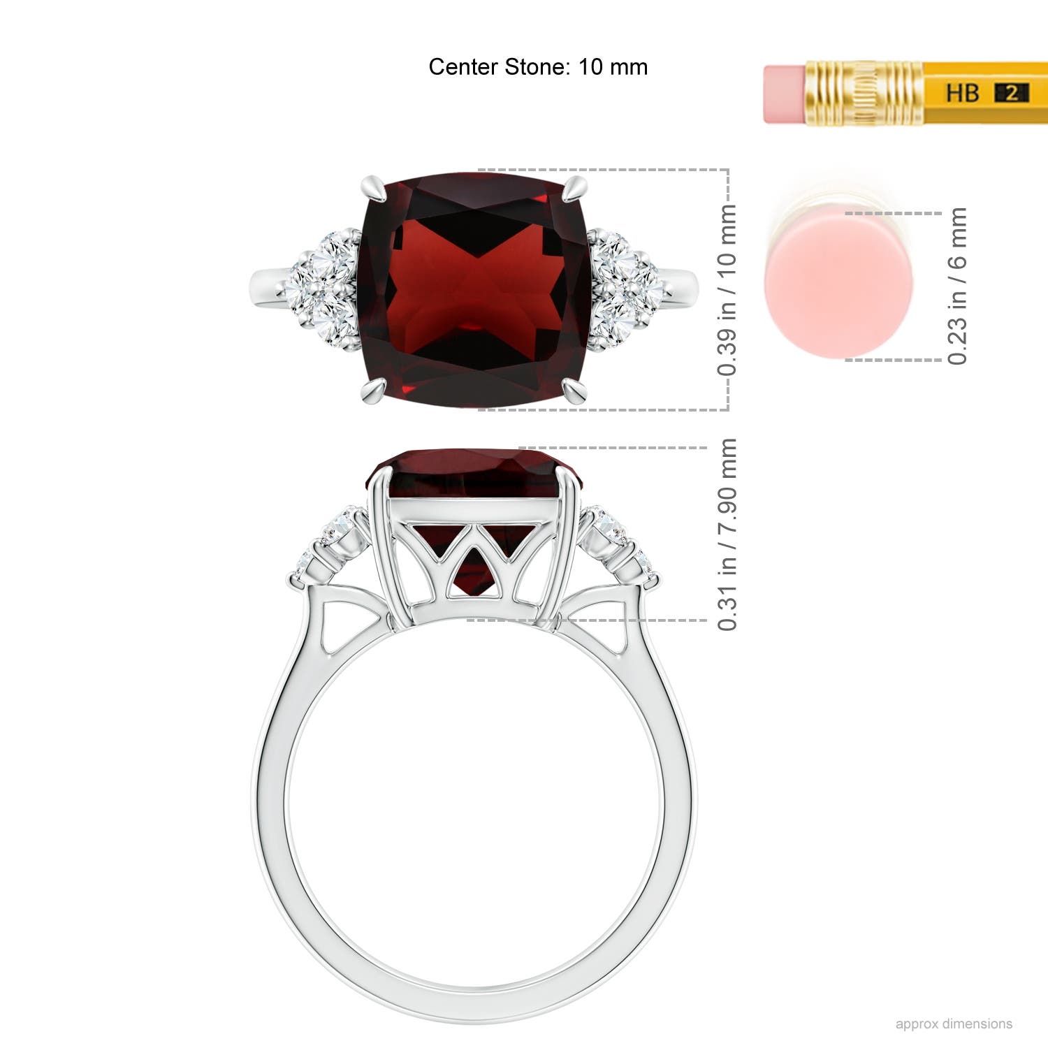 AA - Garnet / 4.55 CT / 14 KT White Gold