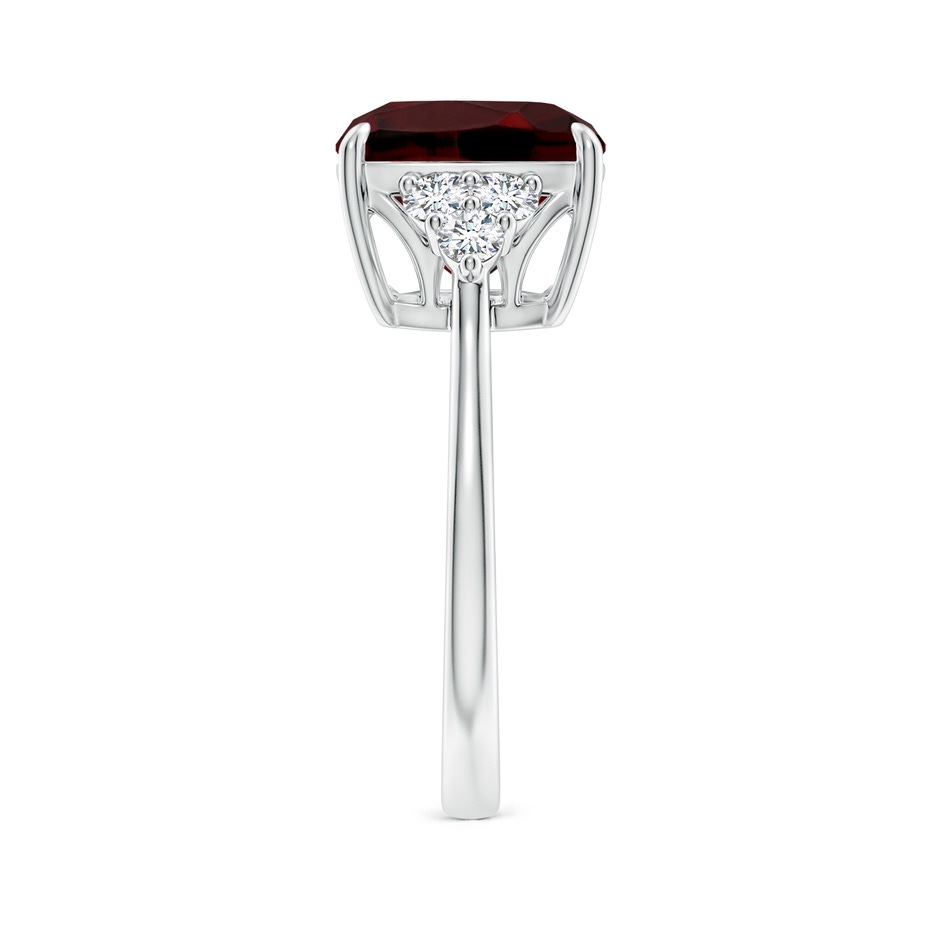 10mm AAA Cushion Garnet Engagement Ring with Trio Diamonds in White Gold side-2
