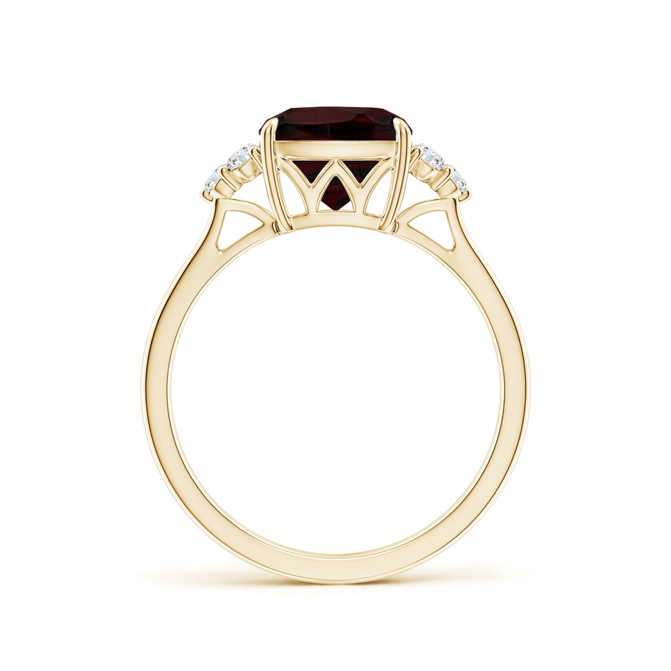 8mm A Cushion Garnet Engagement Ring with Trio Diamonds in Yellow Gold side-1