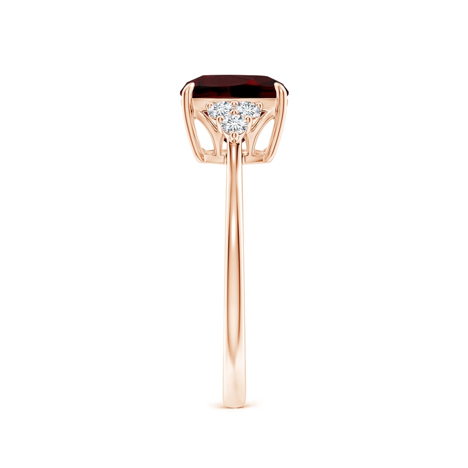 8mm AAA Cushion Garnet Engagement Ring with Trio Diamonds in Rose Gold side-2