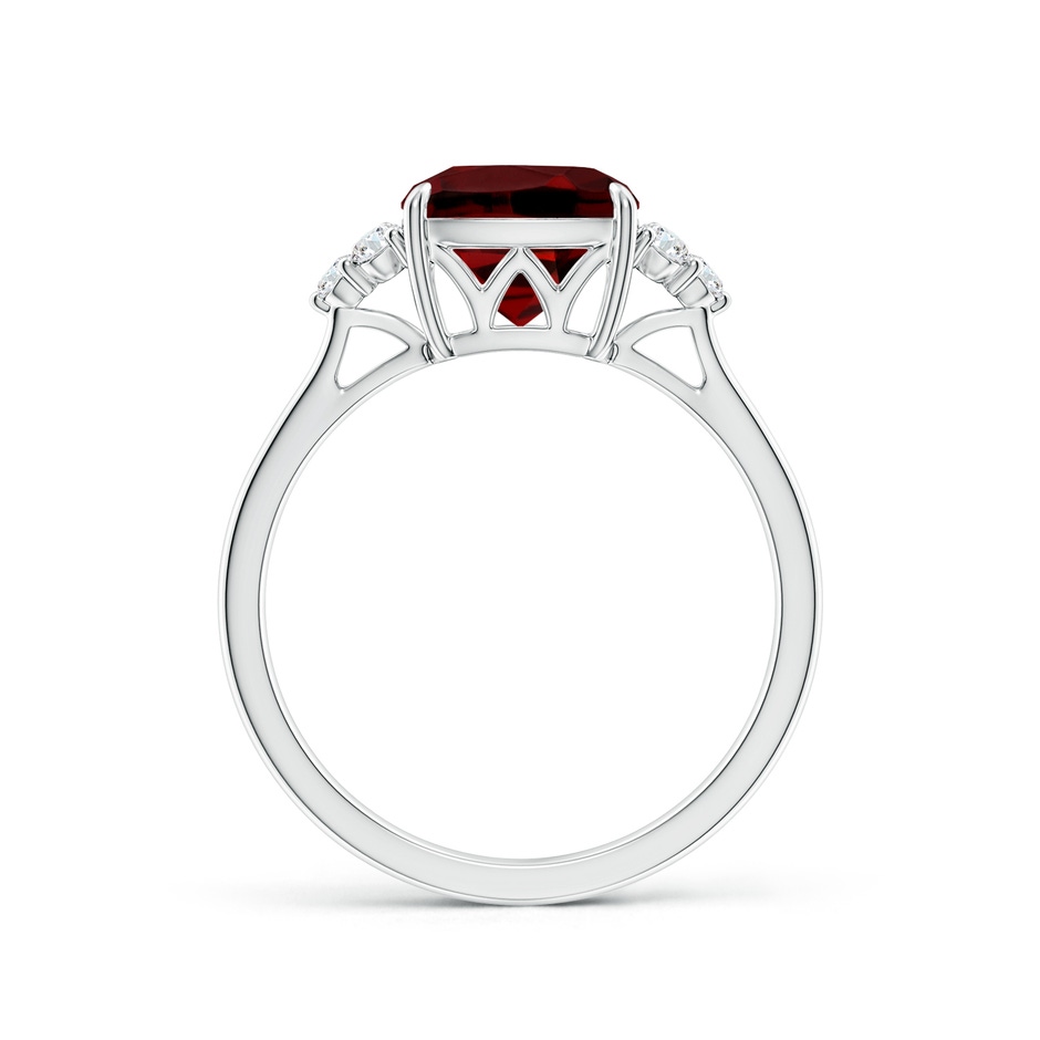 8mm AAAA Cushion Garnet Engagement Ring with Trio Diamonds in P950 Platinum side-1
