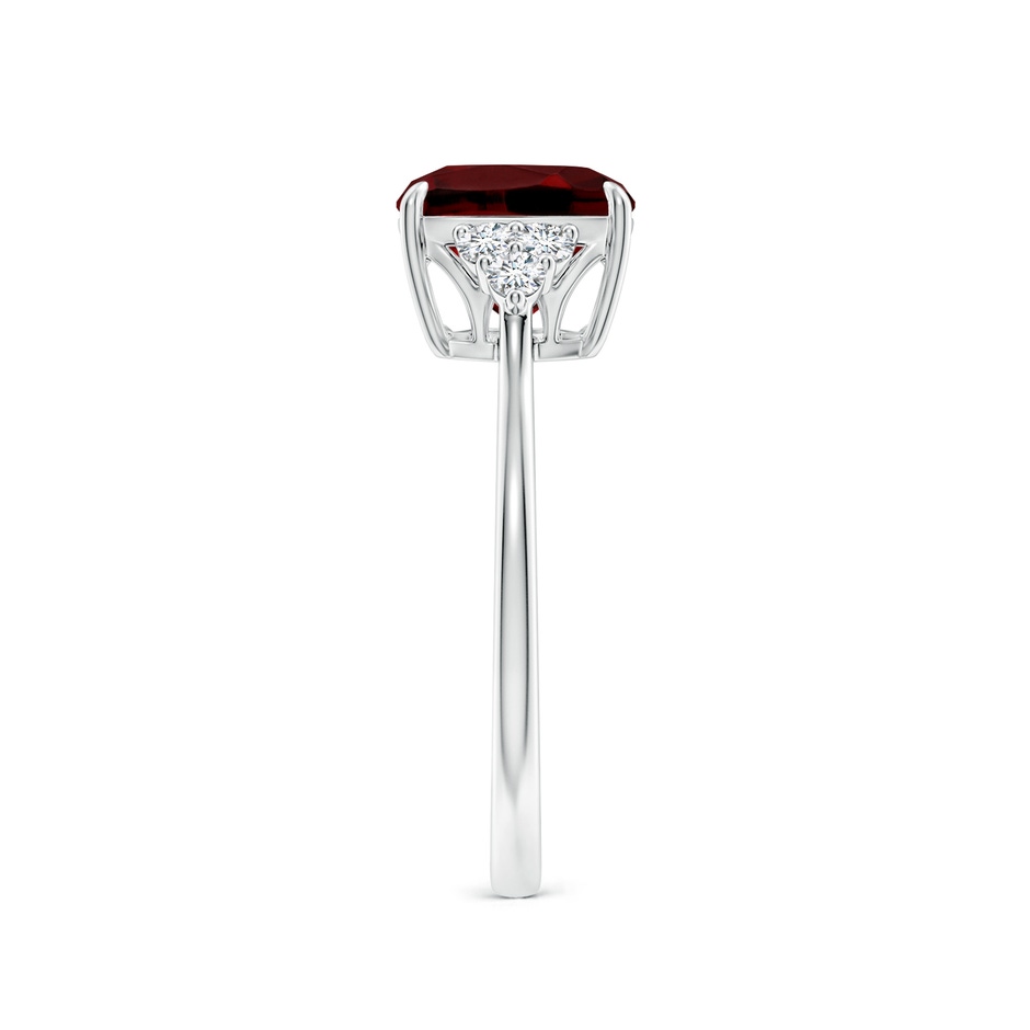 8mm AAAA Cushion Garnet Engagement Ring with Trio Diamonds in P950 Platinum side-2