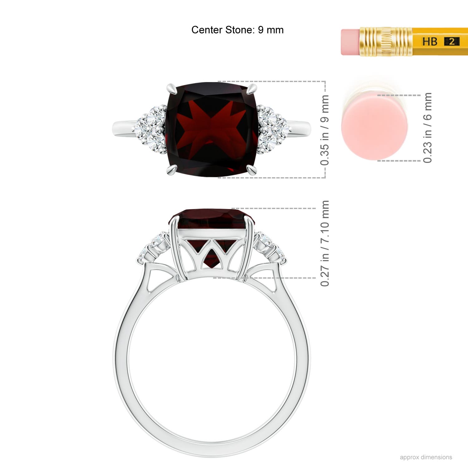 A - Garnet / 3.86 CT / 14 KT White Gold