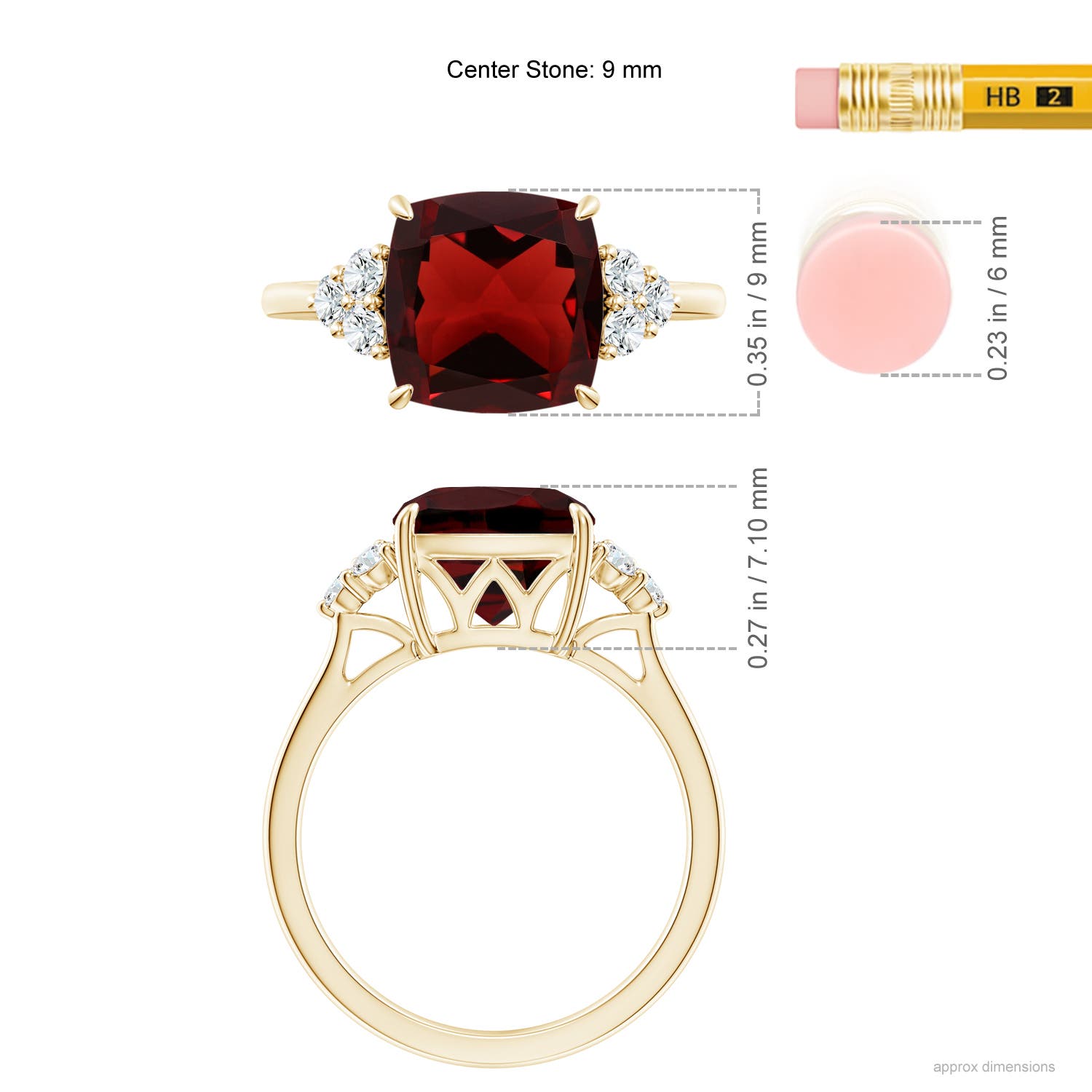 AAA - Garnet / 3.86 CT / 14 KT Yellow Gold