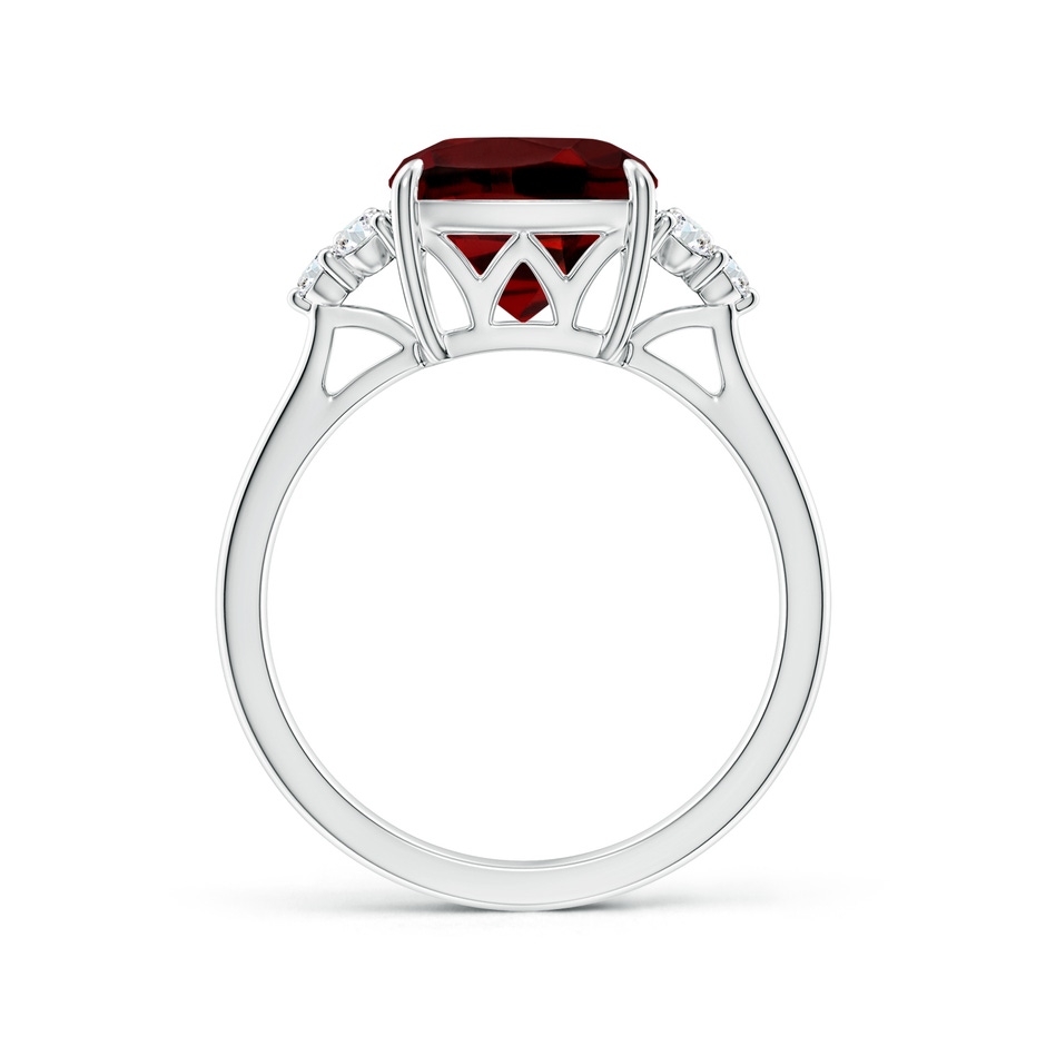 9mm AAAA Cushion Garnet Engagement Ring with Trio Diamonds in P950 Platinum side-1