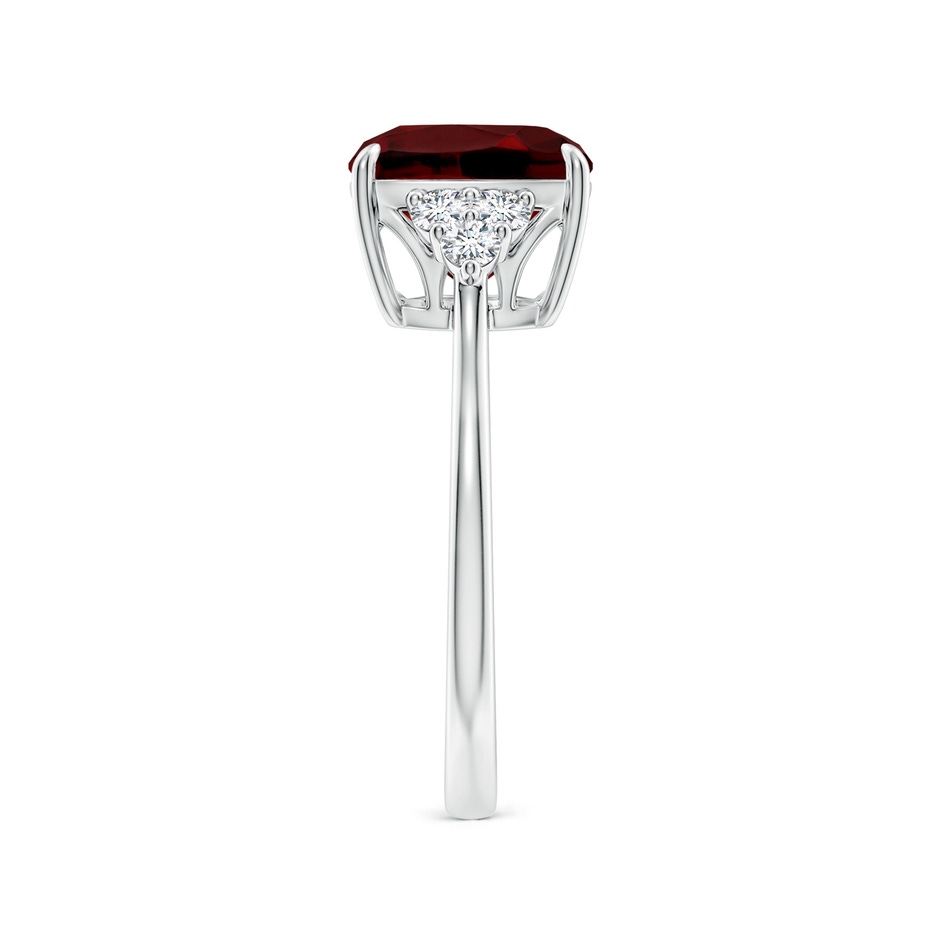 9mm AAAA Cushion Garnet Engagement Ring with Trio Diamonds in P950 Platinum side-2