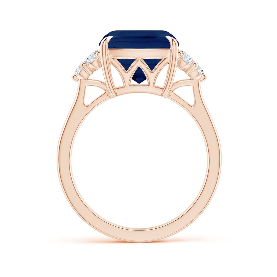 10mm A Cushion Blue Sapphire Engagement Ring with Trio Diamonds in 9K Rose Gold side 199