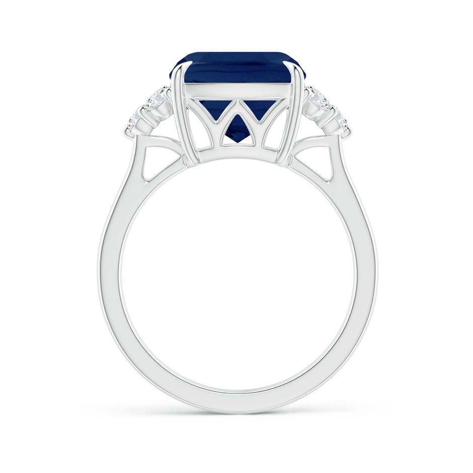 10mm A Cushion Blue Sapphire Engagement Ring with Trio Diamonds in P950 Platinum side 199