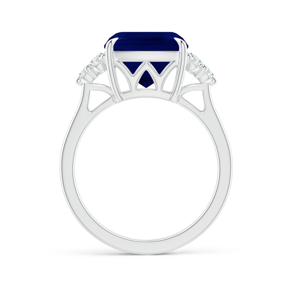 10mm AA Cushion Blue Sapphire Engagement Ring with Trio Diamonds in P950 Platinum side 199