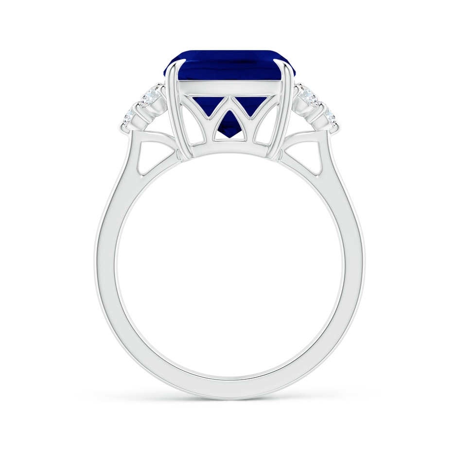 10mm AAA Cushion Blue Sapphire Engagement Ring with Trio Diamonds in P950 Platinum side 199
