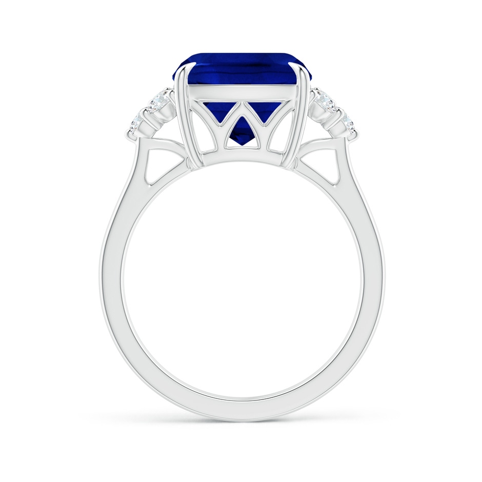 10mm Lab-Grown Cushion Blue Sapphire Engagement Ring with Trio Diamonds in White Gold side 199
