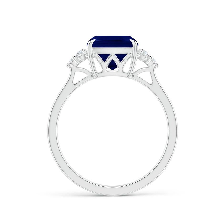 8mm AA Cushion Blue Sapphire Engagement Ring with Trio Diamonds in P950 Platinum side 199