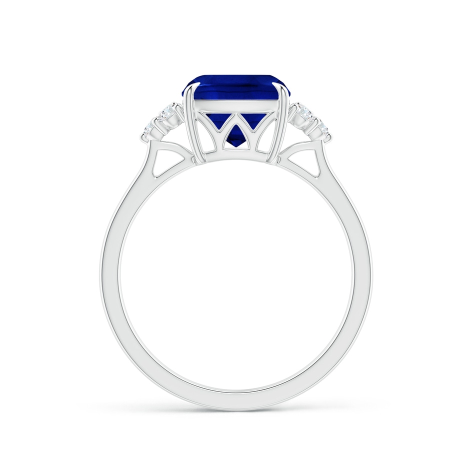 8mm Lab-Grown Cushion Blue Sapphire Engagement Ring with Trio Diamonds in White Gold side 199