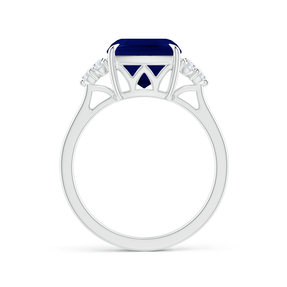 9mm AA Cushion Blue Sapphire Engagement Ring with Trio Diamonds in P950 Platinum side 199