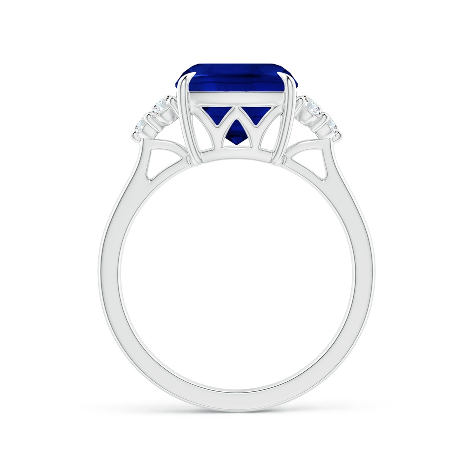 9mm Lab-Grown Cushion Blue Sapphire Engagement Ring with Trio Diamonds in White Gold side 199